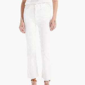 Mother hustler ankle fray white jeans